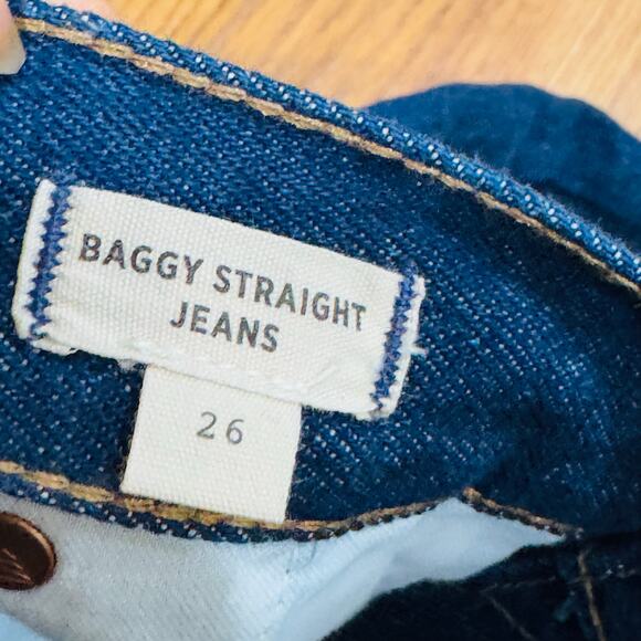 Madewell Baggy Straight Jeans  trousers in Woodham Wash: Pleated Edition 26 - Picture 2 of 14